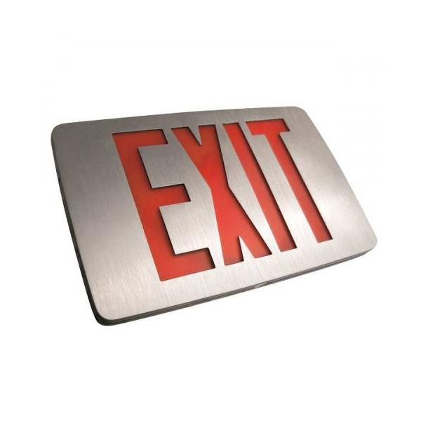 LED Exit Sign KZXTEU1RA Single Face, Red Letters, Aluminum color