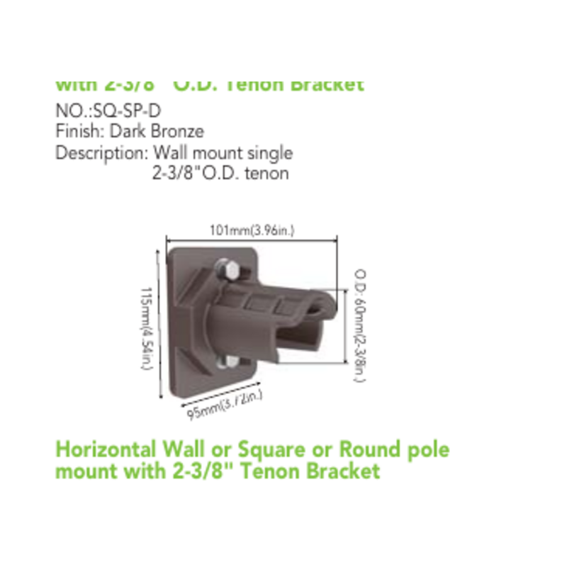 Universal Wall and Pole Tenon Bracket — SQ/R-SP-D